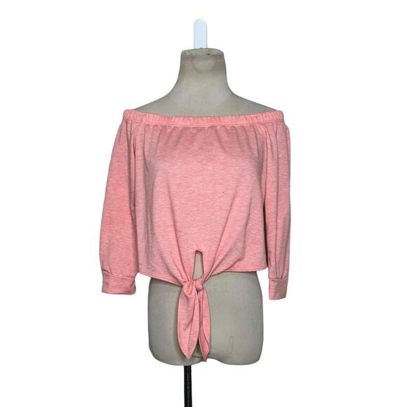 Vernacular pink 3/4 sleeves off shoulder crop top size Large - Picture 10 of 10